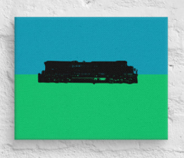 Blue and Green with Engine 10" x 8" Canvas Horizontal/Landscape